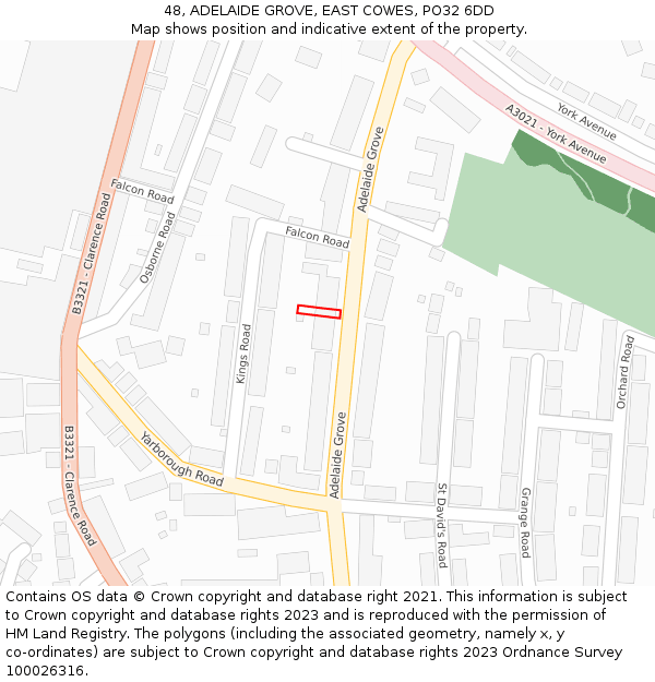 48, ADELAIDE GROVE, EAST COWES, PO32 6DD: Location map and indicative extent of plot