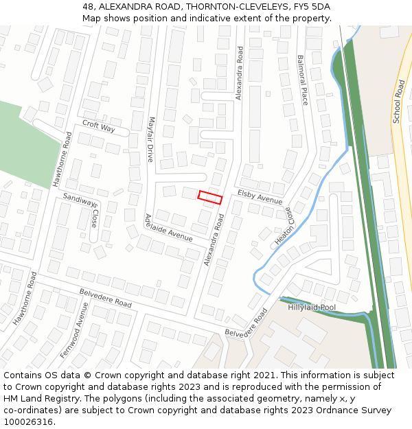 48, ALEXANDRA ROAD, THORNTON-CLEVELEYS, FY5 5DA: Location map and indicative extent of plot