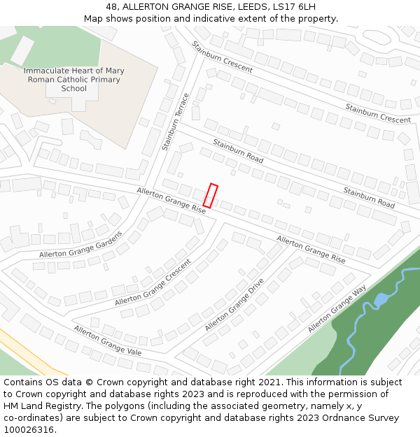 48, ALLERTON GRANGE RISE, LEEDS, LS17 6LH: Location map and indicative extent of plot