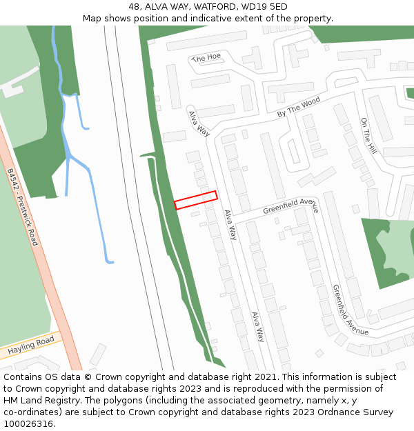 48, ALVA WAY, WATFORD, WD19 5ED: Location map and indicative extent of plot
