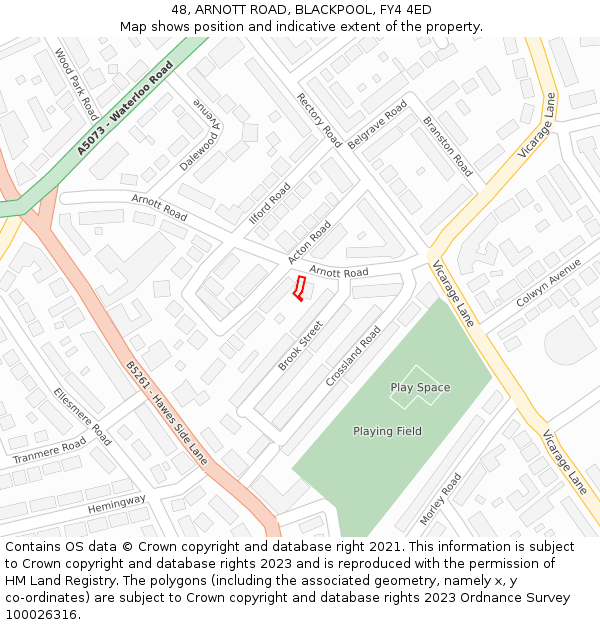 48, ARNOTT ROAD, BLACKPOOL, FY4 4ED: Location map and indicative extent of plot