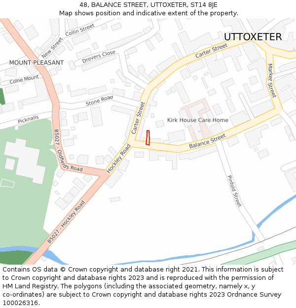 48, BALANCE STREET, UTTOXETER, ST14 8JE: Location map and indicative extent of plot