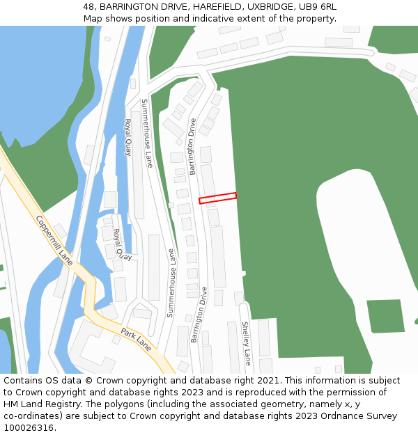 48, BARRINGTON DRIVE, HAREFIELD, UXBRIDGE, UB9 6RL: Location map and indicative extent of plot