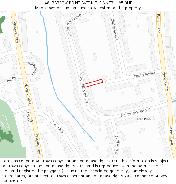 48, BARROW POINT AVENUE, PINNER, HA5 3HF: Location map and indicative extent of plot