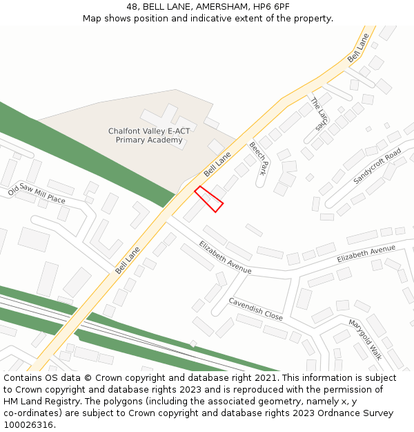 48, BELL LANE, AMERSHAM, HP6 6PF: Location map and indicative extent of plot