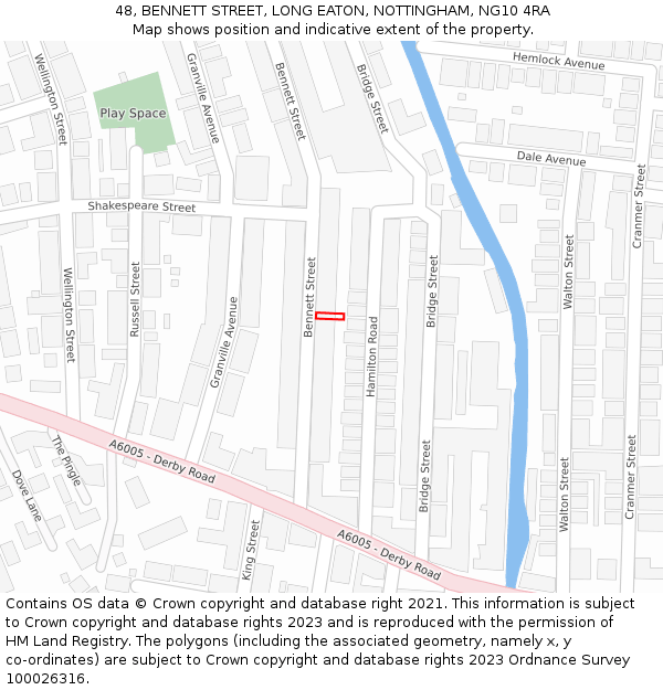 48, BENNETT STREET, LONG EATON, NOTTINGHAM, NG10 4RA: Location map and indicative extent of plot