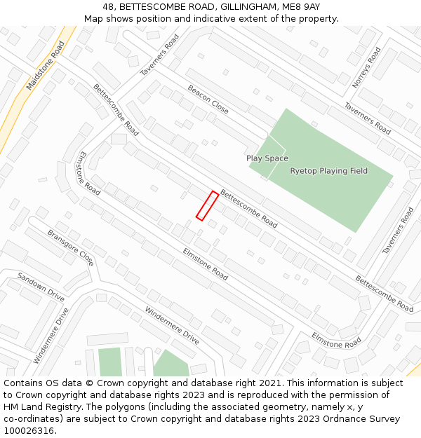 48, BETTESCOMBE ROAD, GILLINGHAM, ME8 9AY: Location map and indicative extent of plot