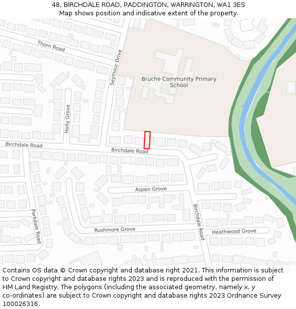 48, BIRCHDALE ROAD, PADDINGTON, WARRINGTON, WA1 3ES: Location map and indicative extent of plot