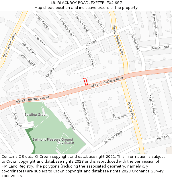 48, BLACKBOY ROAD, EXETER, EX4 6SZ: Location map and indicative extent of plot