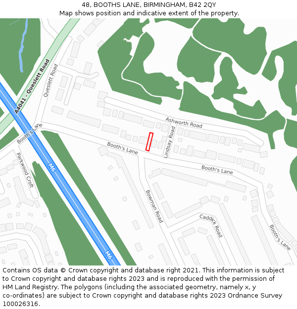 48, BOOTHS LANE, BIRMINGHAM, B42 2QY: Location map and indicative extent of plot