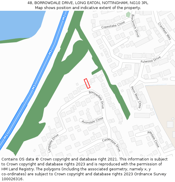 48, BORROWDALE DRIVE, LONG EATON, NOTTINGHAM, NG10 3PL: Location map and indicative extent of plot