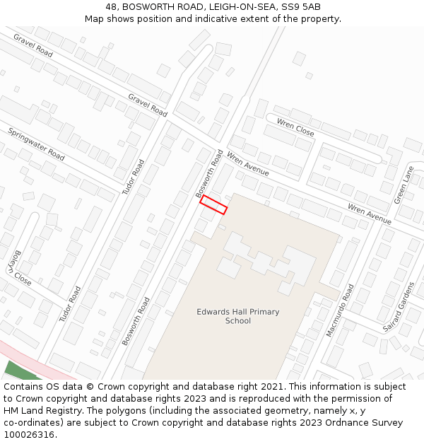 48, BOSWORTH ROAD, LEIGH-ON-SEA, SS9 5AB: Location map and indicative extent of plot