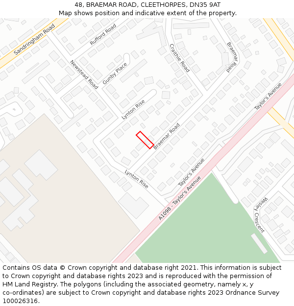 48, BRAEMAR ROAD, CLEETHORPES, DN35 9AT: Location map and indicative extent of plot