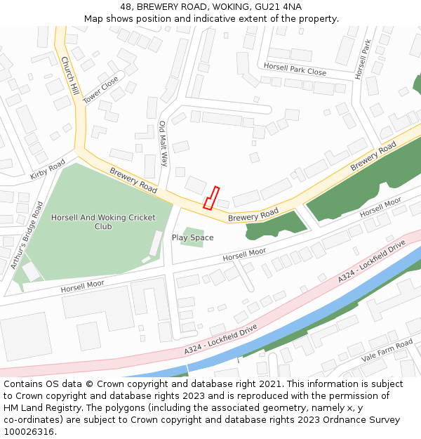 48, BREWERY ROAD, WOKING, GU21 4NA: Location map and indicative extent of plot