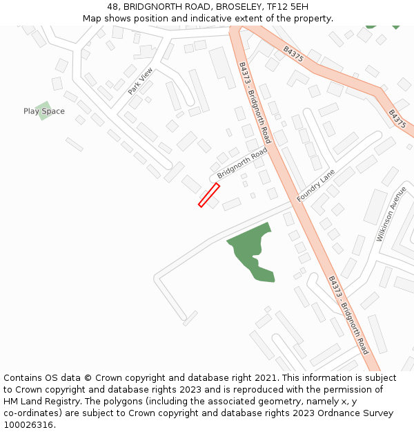 48, BRIDGNORTH ROAD, BROSELEY, TF12 5EH: Location map and indicative extent of plot