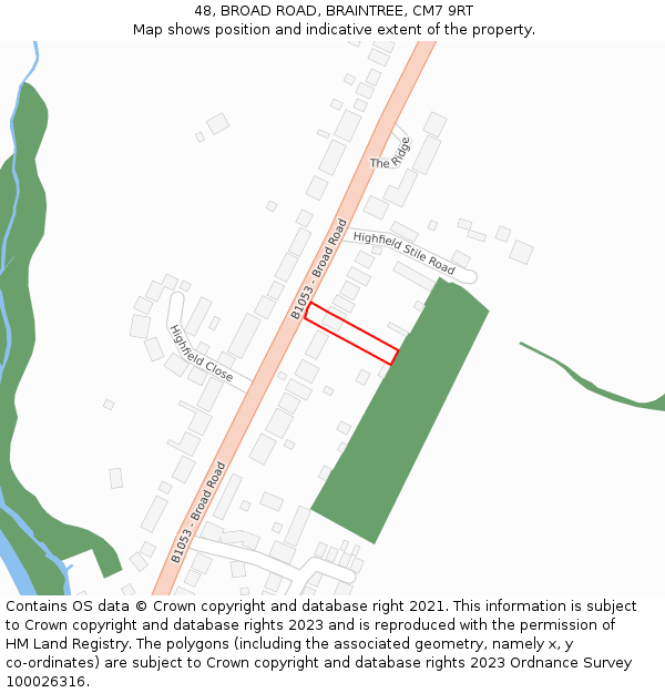 48, BROAD ROAD, BRAINTREE, CM7 9RT: Location map and indicative extent of plot