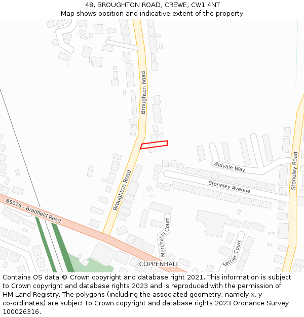 48, BROUGHTON ROAD, CREWE, CW1 4NT: Location map and indicative extent of plot