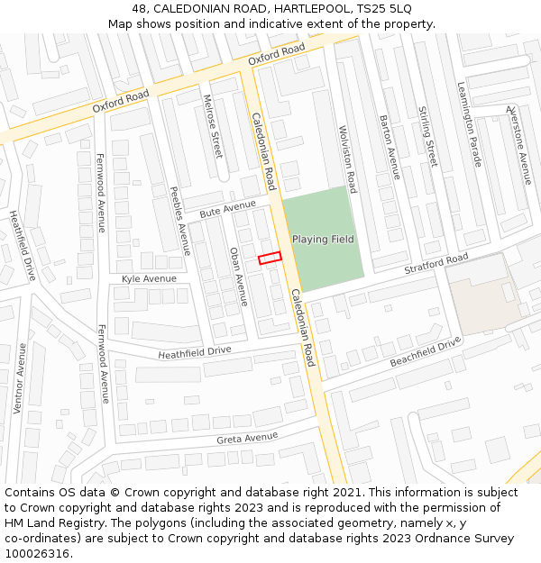 48, CALEDONIAN ROAD, HARTLEPOOL, TS25 5LQ: Location map and indicative extent of plot