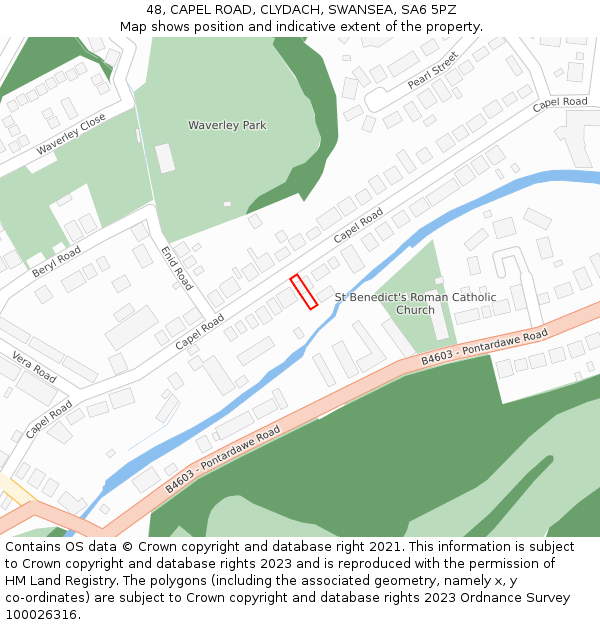 48, CAPEL ROAD, CLYDACH, SWANSEA, SA6 5PZ: Location map and indicative extent of plot