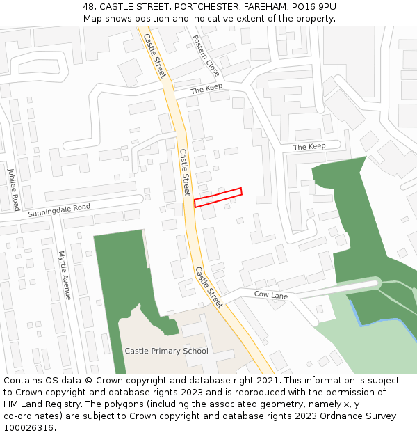 48, CASTLE STREET, PORTCHESTER, FAREHAM, PO16 9PU: Location map and indicative extent of plot