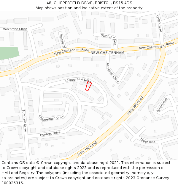 48, CHIPPERFIELD DRIVE, BRISTOL, BS15 4DS: Location map and indicative extent of plot