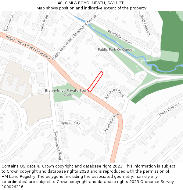 48, CIMLA ROAD, NEATH, SA11 3TL: Location map and indicative extent of plot