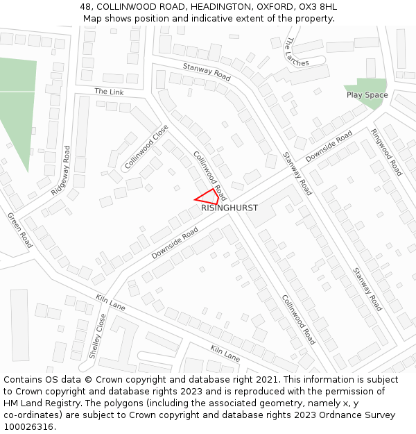 48, COLLINWOOD ROAD, HEADINGTON, OXFORD, OX3 8HL: Location map and indicative extent of plot