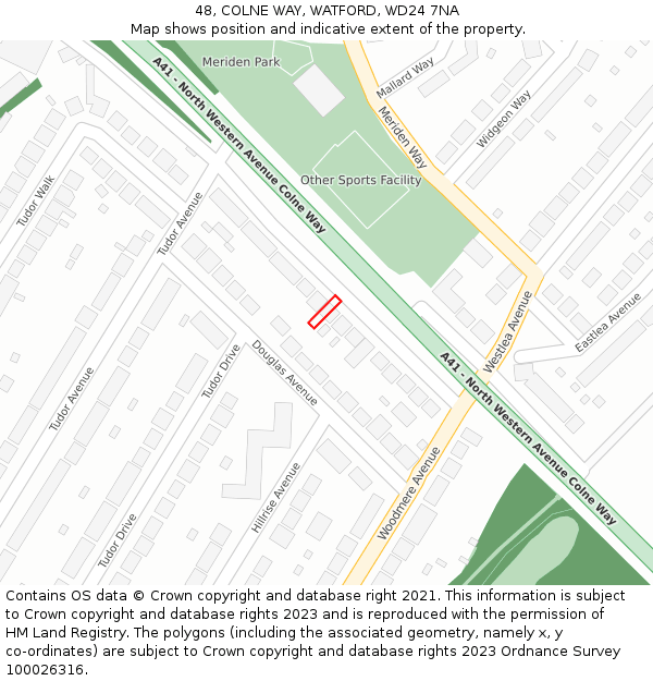 48, COLNE WAY, WATFORD, WD24 7NA: Location map and indicative extent of plot