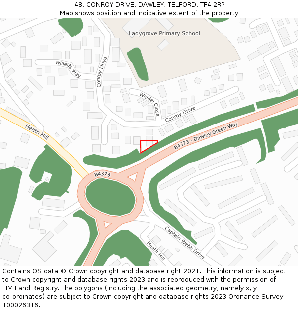 48, CONROY DRIVE, DAWLEY, TELFORD, TF4 2RP: Location map and indicative extent of plot