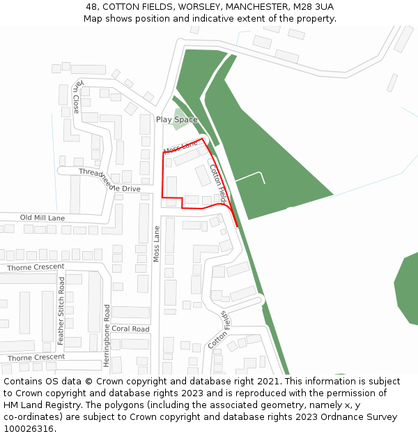 48, COTTON FIELDS, WORSLEY, MANCHESTER, M28 3UA: Location map and indicative extent of plot