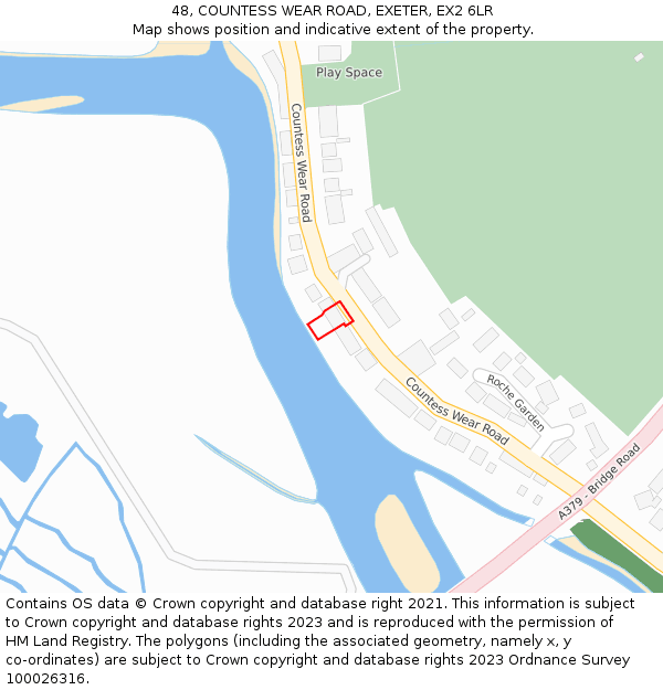 48, COUNTESS WEAR ROAD, EXETER, EX2 6LR: Location map and indicative extent of plot