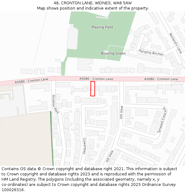 48, CRONTON LANE, WIDNES, WA8 5AW: Location map and indicative extent of plot