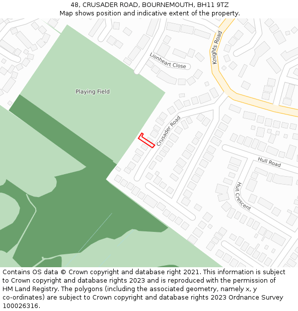 48, CRUSADER ROAD, BOURNEMOUTH, BH11 9TZ: Location map and indicative extent of plot