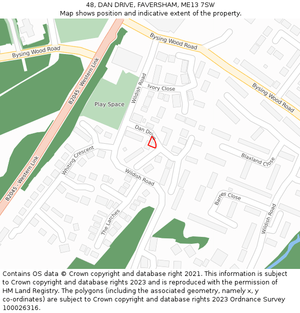 48, DAN DRIVE, FAVERSHAM, ME13 7SW: Location map and indicative extent of plot