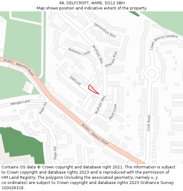 48, DELFCROFT, WARE, SG12 0BH: Location map and indicative extent of plot