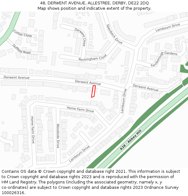 48, DERWENT AVENUE, ALLESTREE, DERBY, DE22 2DQ: Location map and indicative extent of plot