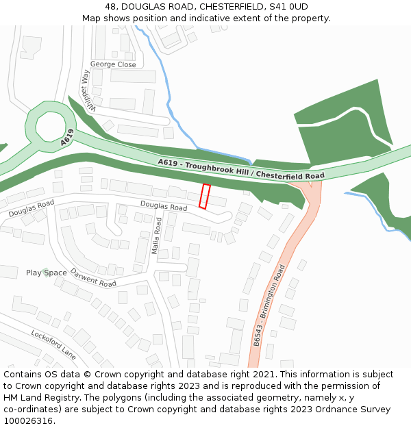 48, DOUGLAS ROAD, CHESTERFIELD, S41 0UD: Location map and indicative extent of plot