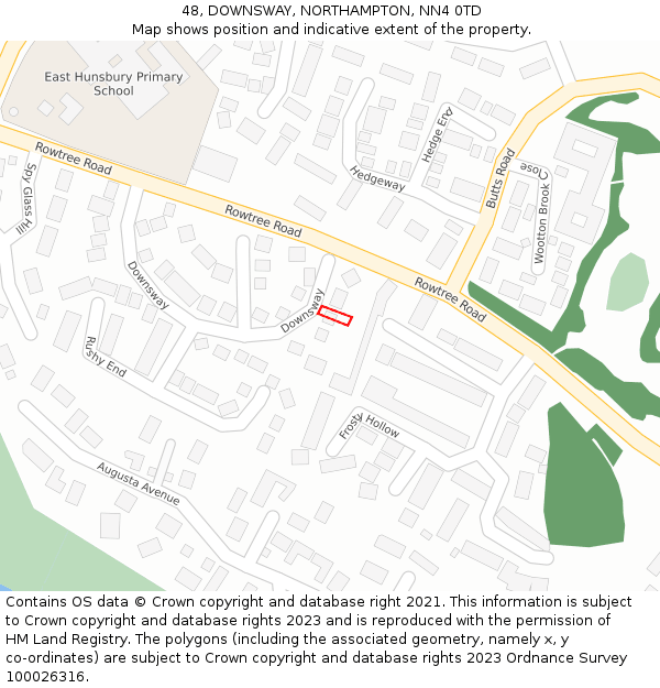 48, DOWNSWAY, NORTHAMPTON, NN4 0TD: Location map and indicative extent of plot
