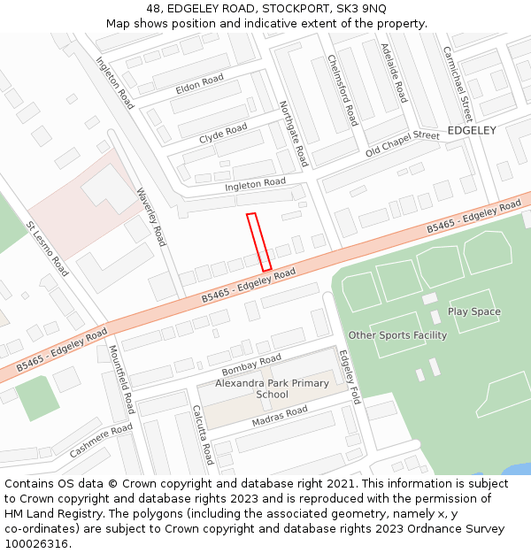 48, EDGELEY ROAD, STOCKPORT, SK3 9NQ: Location map and indicative extent of plot