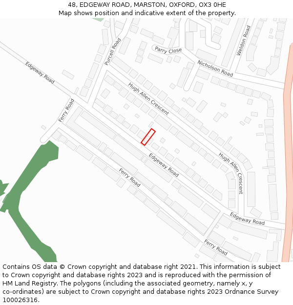 48, EDGEWAY ROAD, MARSTON, OXFORD, OX3 0HE: Location map and indicative extent of plot