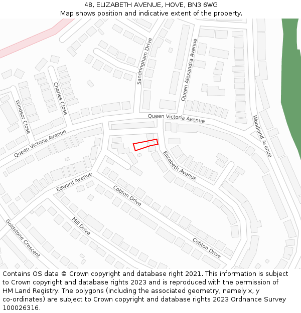 48, ELIZABETH AVENUE, HOVE, BN3 6WG: Location map and indicative extent of plot