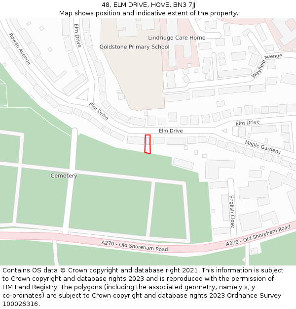 48, ELM DRIVE, HOVE, BN3 7JJ: Location map and indicative extent of plot