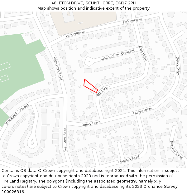 48, ETON DRIVE, SCUNTHORPE, DN17 2PH: Location map and indicative extent of plot