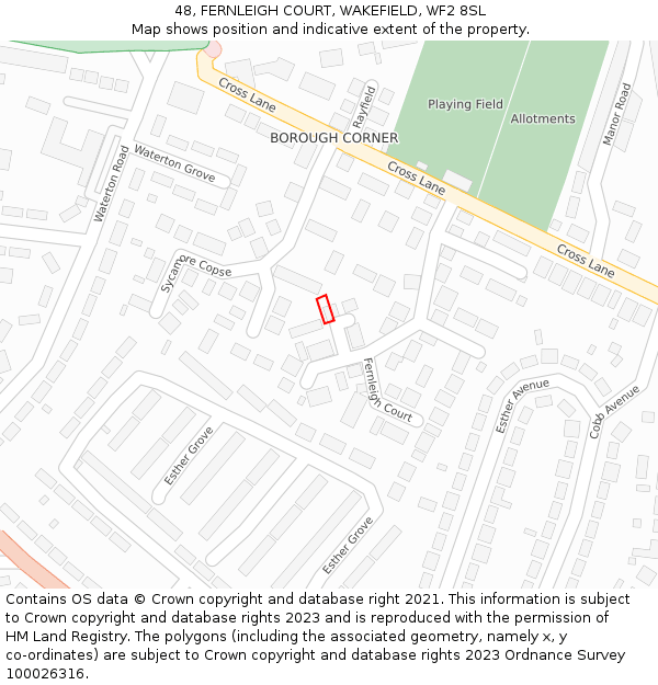 48, FERNLEIGH COURT, WAKEFIELD, WF2 8SL: Location map and indicative extent of plot