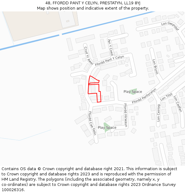 48, FFORDD PANT Y CELYN, PRESTATYN, LL19 8YJ: Location map and indicative extent of plot