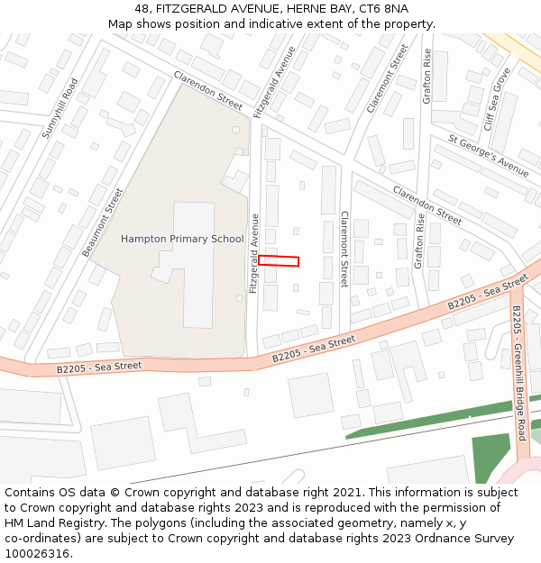 48, FITZGERALD AVENUE, HERNE BAY, CT6 8NA: Location map and indicative extent of plot