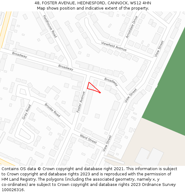 48, FOSTER AVENUE, HEDNESFORD, CANNOCK, WS12 4HN: Location map and indicative extent of plot