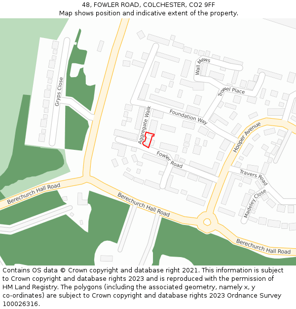 48, FOWLER ROAD, COLCHESTER, CO2 9FF: Location map and indicative extent of plot