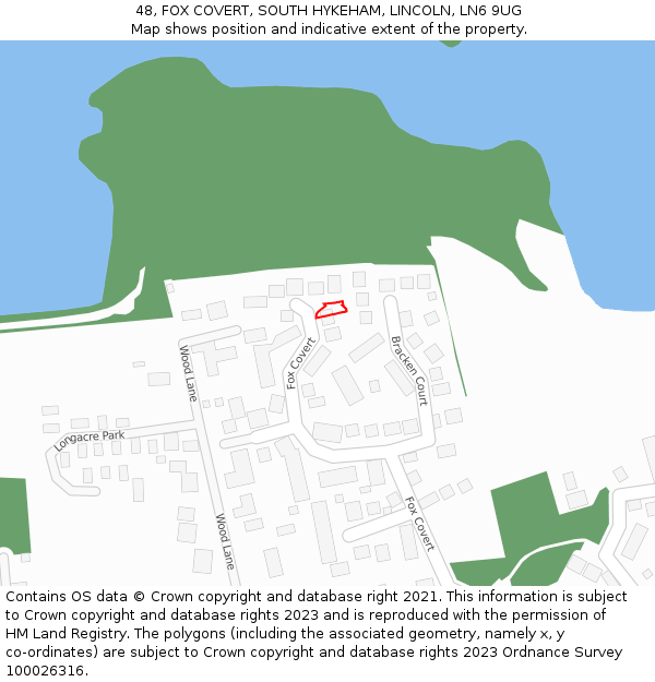 48, FOX COVERT, SOUTH HYKEHAM, LINCOLN, LN6 9UG: Location map and indicative extent of plot