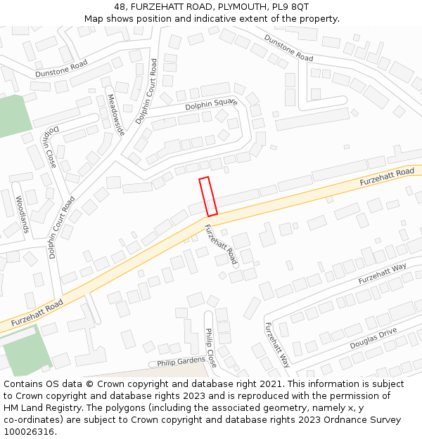 48, FURZEHATT ROAD, PLYMOUTH, PL9 8QT: Location map and indicative extent of plot